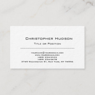 White Simple Plain Minimalist Business Card