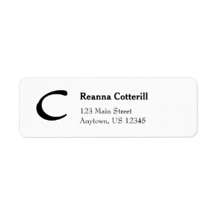 White Simple Plain Monogram Return Address Labels