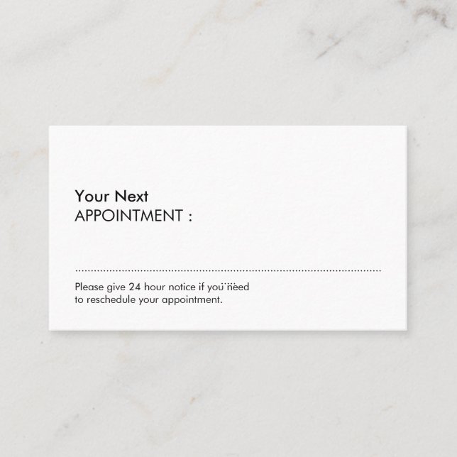 White Simple Professional Appointment Business Card (Front)
