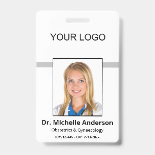 White Simple Professional Employee Custom Photo ID Badge