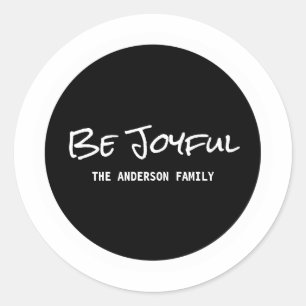 White Simple Script Be Joyful Holiday Stickers