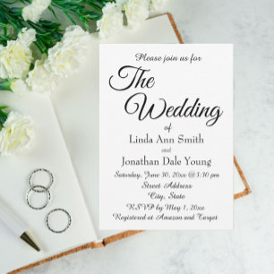 White Simple Style Wedding Invitation