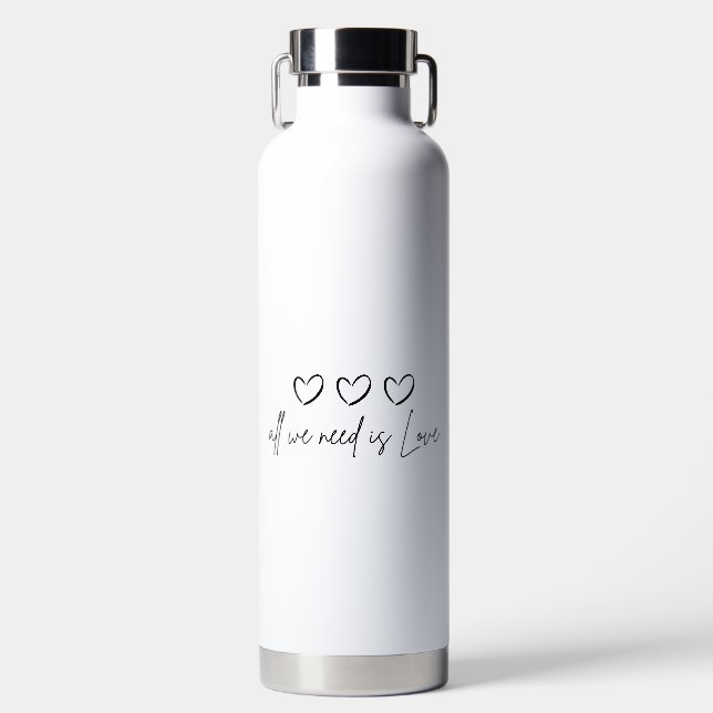 White Simple Valentine Water Bottle (Front)