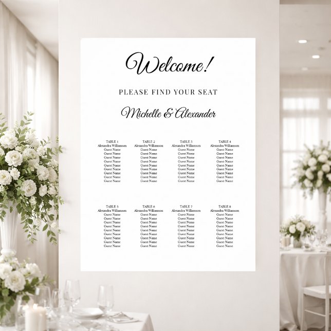 White simple wedding seating chart (Creator Uploaded)