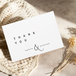 White Simple Wedding Thank You Card