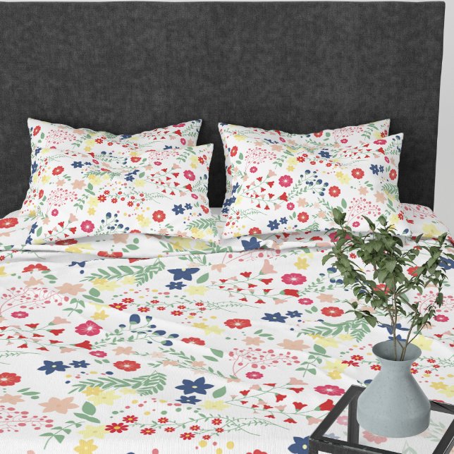 White Simple Wildflower  Pattern  Pillowcase (White Simple Wildflower Pattern Pillow Case)
