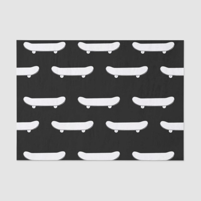 White Skateboard Monochromatic Black Skater Urban Tissue Paper (Front)
