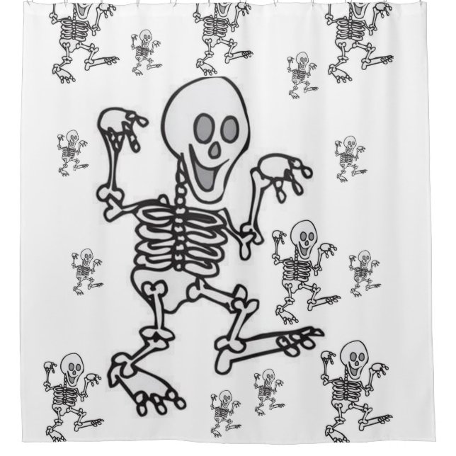 white skeleton halloween shower curtain (Front)