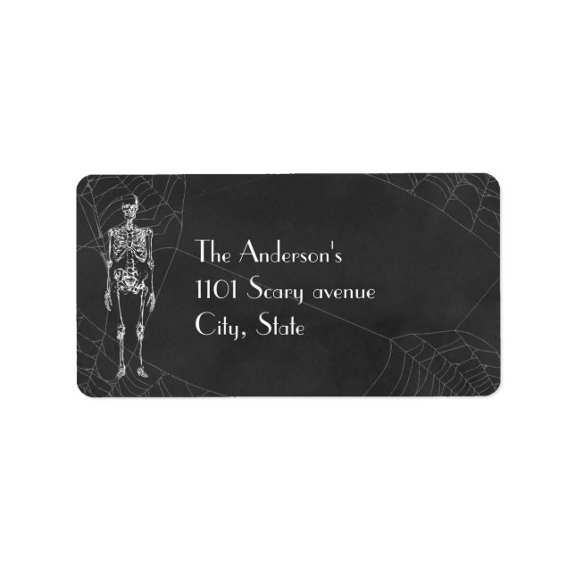 White Sketch Skeleton Spirit Halloween Label (Front)