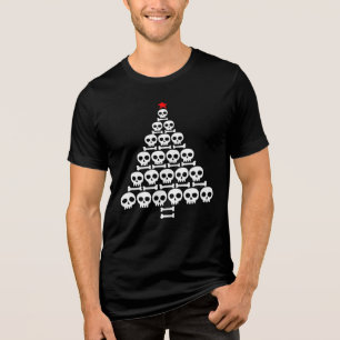 White Skull and Bones Christmas Tree Tri-Blend Shirt
