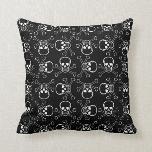 White Skull and Crossbones Cushion