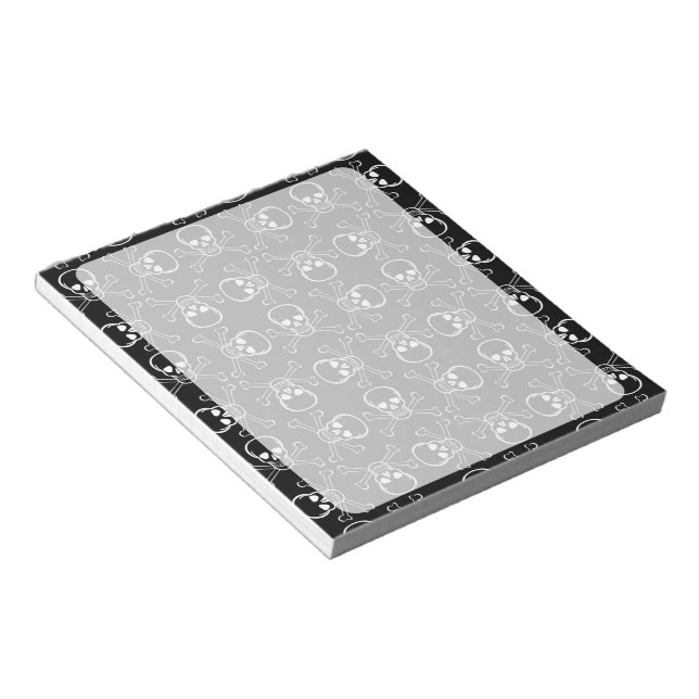 White Skull and Crossbones graphic Pattern Notepad (Angled)