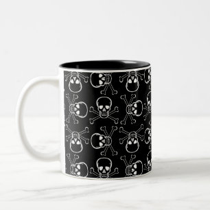 White Skull and Crossbones Two-Tone Coffee Mug