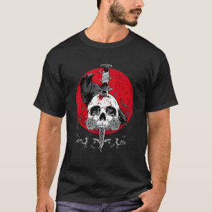 White Skull Grim Reaper Red Moon Halloween Blood B T-Shirt