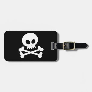 White skull luggage tag