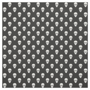 White Skulls on Black Fabric