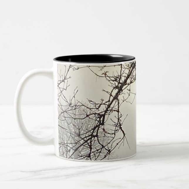 White Sky And Sun Dramatically Framed By Trees  Two-Tone Coffee Mug (Left)
