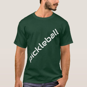 White Slant PICKLEBALL Text Bold Green Background T-Shirt