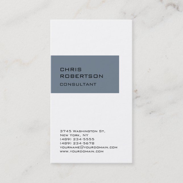 White Slate Grey Striped Consultant Business Card (Front)