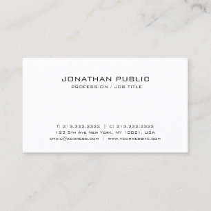 White Sleek Modern Elegant Plain Professional Business Card