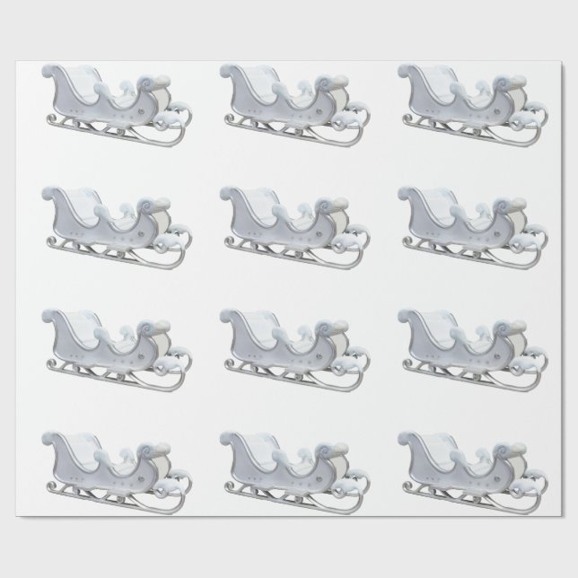 White Sleigh Wrapping Paper (Flat)