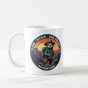 White Sloth Slow Down and Enjoy the Adventure Coffee Mug