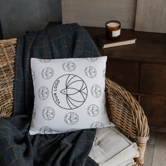 White Small business Logo pattern Event Show room  Cushion (Creator Uploaded)