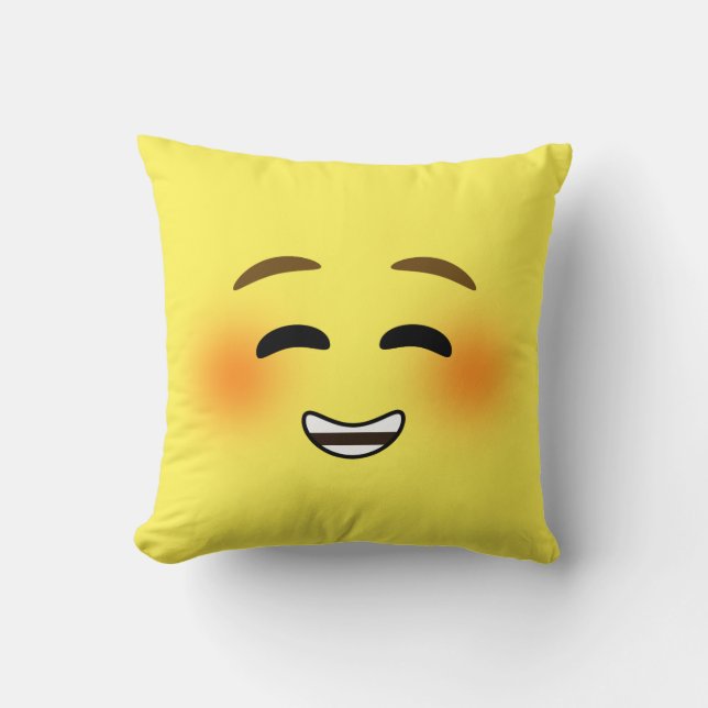 White Smiling Emoji Cushion (Front)