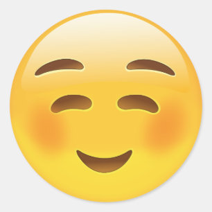 White Smiling Face Emoji Classic Round Sticker