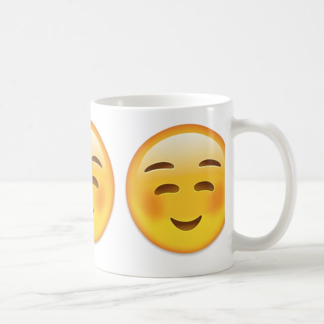 White Smiling Face Emoji Coffee Mug (Right)