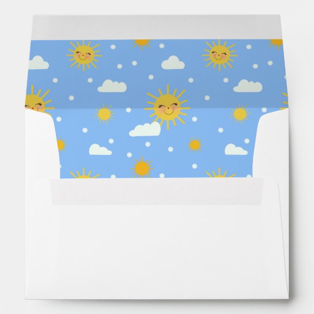 White Smiling Sun Cloudy Sky Cute Envelope (Back (Bottom))