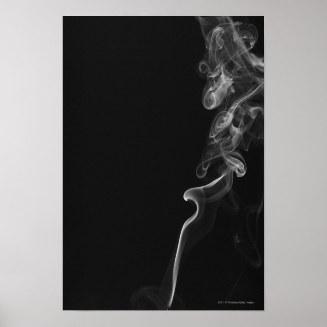 White Smoke Against A Black Background Poster (Front)