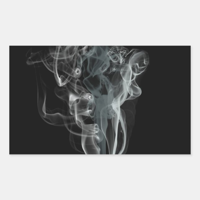White smoke on black background rectangular sticker (Front)