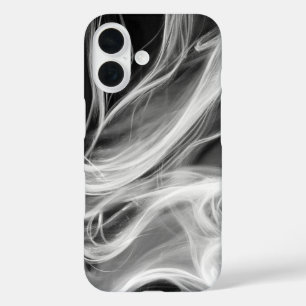White Smoke On Black iPhone 16 Case