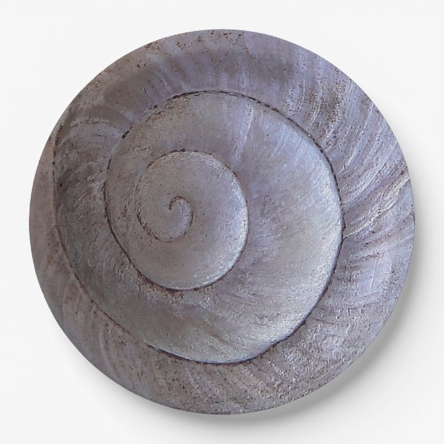 White snail shell paper plate (Front)