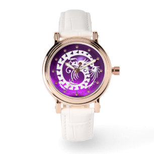 WHITE SNAKE DRAGON Black Purple Amethyst,Pink Gems Watch