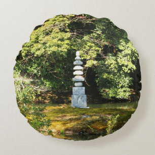 White Snake Pagoda / Hakuja No Tsuka Round Cushion