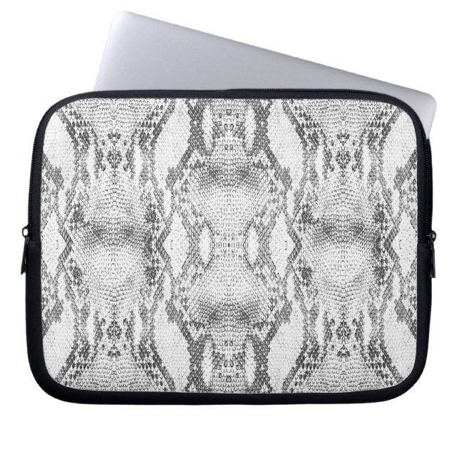 White Snake Skin Print Laptop Sleeve (Front)