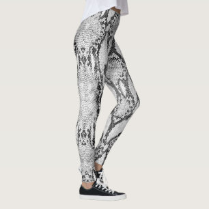 White Snake Skin Print Leggings