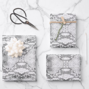 White Snake Skin Print Wrapping Paper Sheet