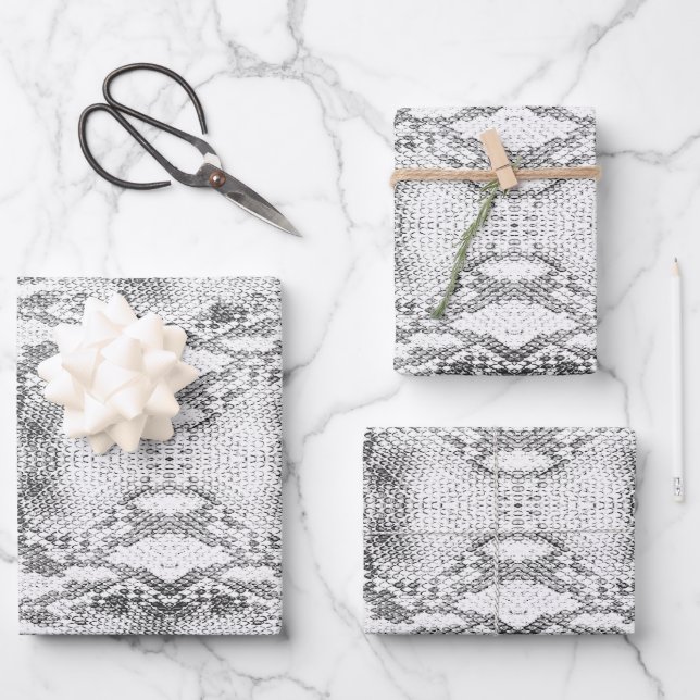 White Snake Skin Print Wrapping Paper Sheet (Front)