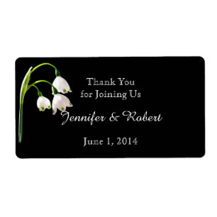 White Snow Bell Flowers Water Bottle Label