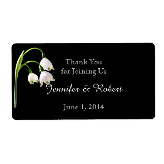White Snow Bell Flowers Water Bottle Label Shipping Label