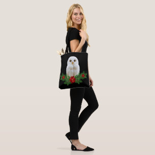 White Snow Christmas Owl Tote Bag