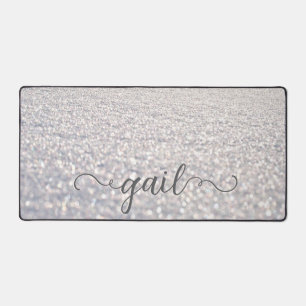 White Snow Crystals Desk Mat