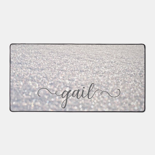 White Snow Crystals Desk Mat (Front)