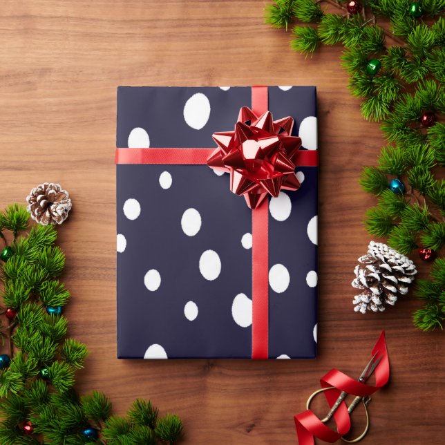 White Snow Dot Pattern Satin Wrapping Paper (Holiday Gift)