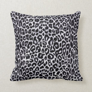 White Snow Leopard Animal Pattern Throw Pillow