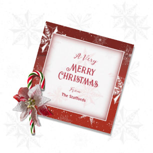 White Snow on Red Canvas Christmas Card