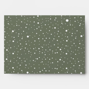 White Snow Pattern Taupe Green Custom Christmas Envelope